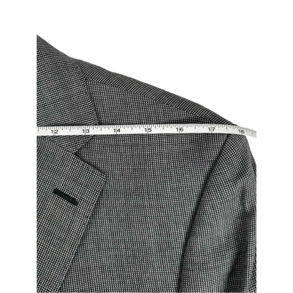 Saks Fifth Avenue Black White Slim Fit Silk Wool Sport Coat Formal Blazer 40R